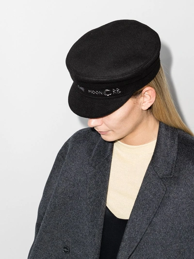 Ruslan Baginskiy Crystal-embellished Logo Baker Boy Cap In Black