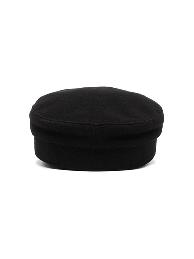 Shop Ruslan Baginskiy Crystal-embellished Logo Baker Boy Cap In Black