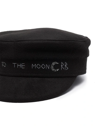 Ruslan Baginskiy Crystal-embellished Logo Baker Boy Cap In Black