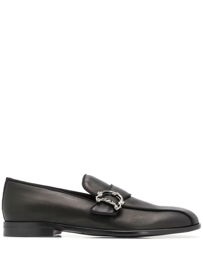 Shop Dolce & Gabbana D Buckle Loafers In Black