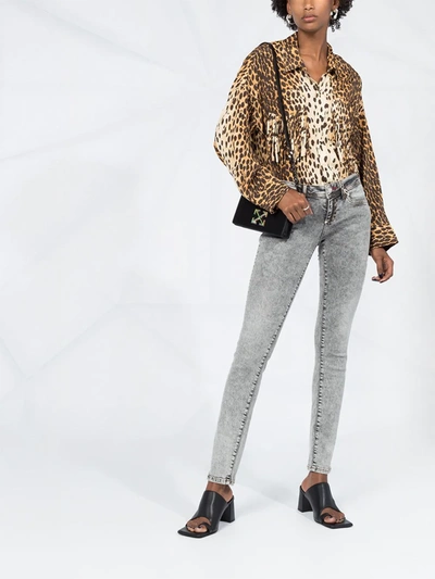Philipp Plein High Rise Slim-fit Jeans In Grey