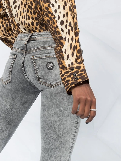 Shop Philipp Plein High Rise Slim-fit Jeans In Grey