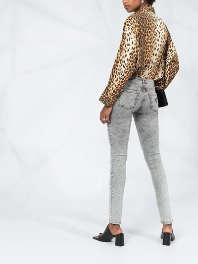 Philipp Plein High Rise Slim-fit Jeans In Grey