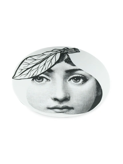 Fornasetti Pear-shaped Face Print Plate In White