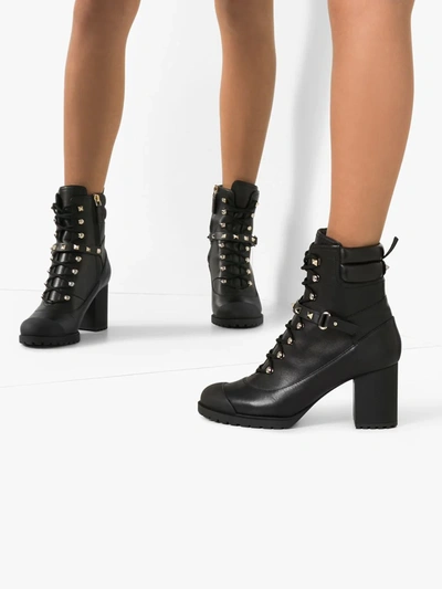 Shop Valentino Rockstud 80mm Chunky Boots In Black