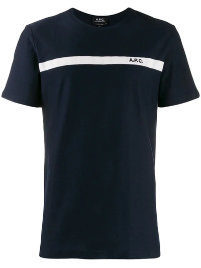 Shop Apc Contrasting Stripe T-shirt In Blue