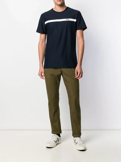 Shop A.p.c. Contrasting Stripe T-shirt In Blue