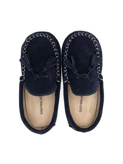 Shop Babywalker Suede Tassel-detail Loafers In Blue