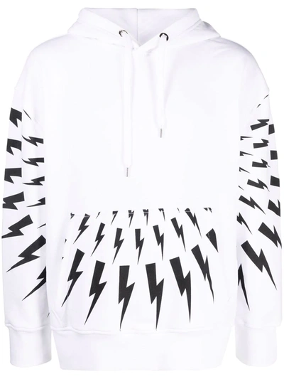 Shop Neil Barrett Thunderbolt-print Hoodie In White