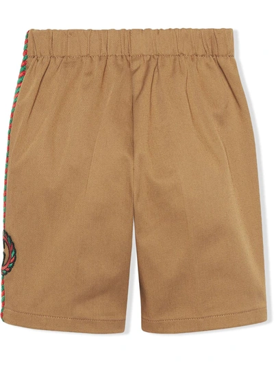 Shop Gucci Embroidered Chinos In Neutrals