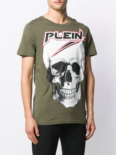 Shop Philipp Plein Skull Print T-shirt In Green