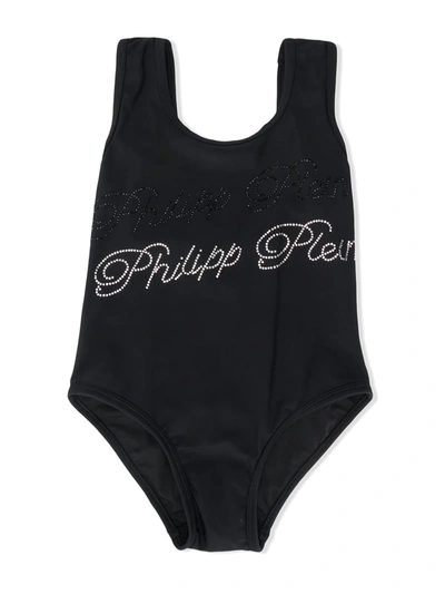 Philipp Plein Embellished Signature Swimsuit In Black