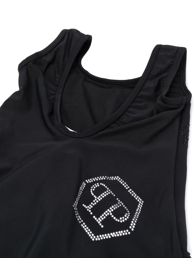 Shop Philipp Plein Embellished Signature Swimsuit In Black