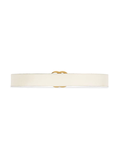 Shop Gucci Double G-buckle Leather Belt In White