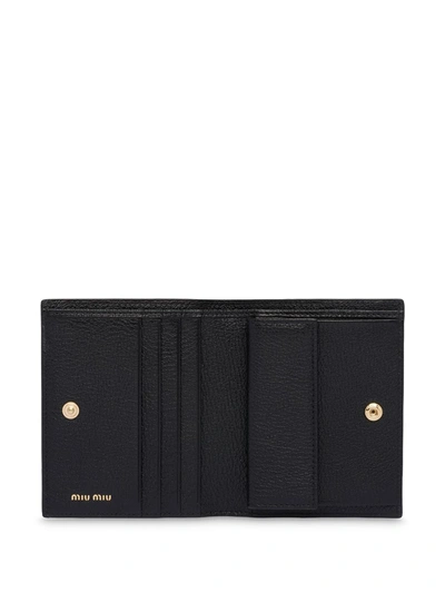 Shop Miu Miu Bow Compact Wallet In Black