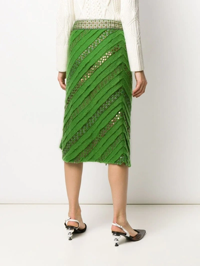 Pre-owned Fendi 1990s Eyelet Embellished Straight Skirt In Green