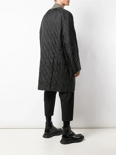 RICK OWENS LEATHER AND WOOL COAT - 黑色