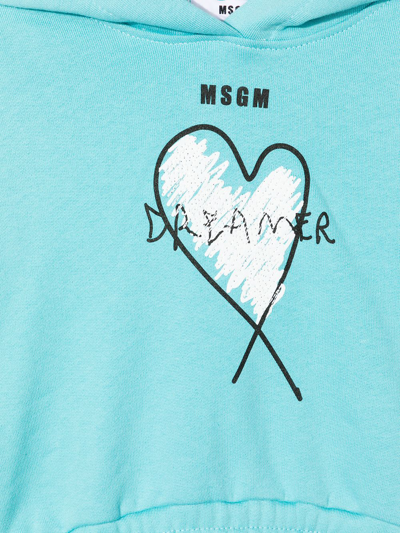Msgm Logo-print Pullover Hoodie In Blue