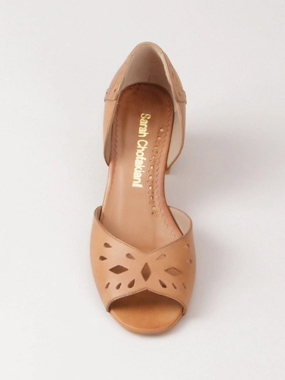 Shop Sarah Chofakian Chunky Heel Sandals In Brown