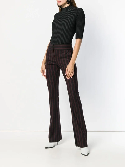 Pre-owned Romeo Gigli Vintage Stripe Flared Tailored Trousers In Black