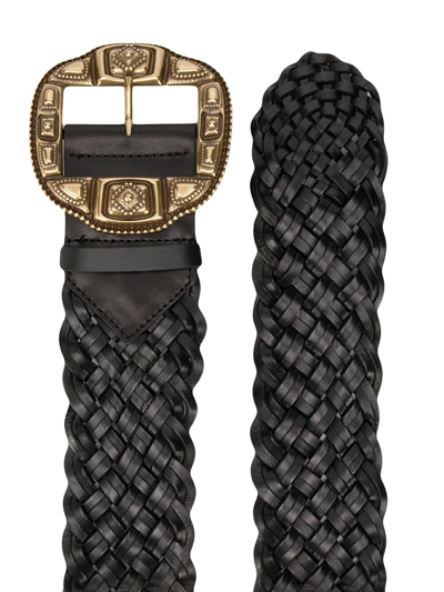 Shop Etro Wide Woven Belt In Black