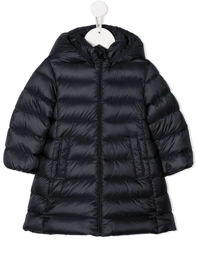 Shop Moncler Feather Down Hooded Jacket In Blue