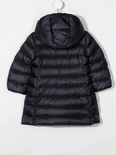 Shop Moncler Feather Down Hooded Jacket In Blue