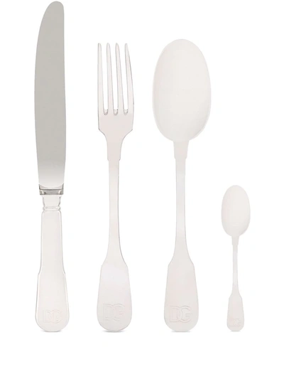 Dolce & Gabbana 4 Piece Cutlery Set In Silver