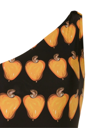 Amir Slama Printed One Shoulder Swimsuit In Black