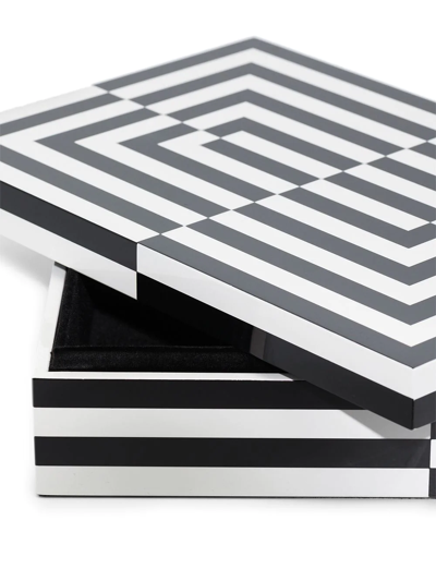 Shop Jonathan Adler Op Art Large Lacquer Box In Black