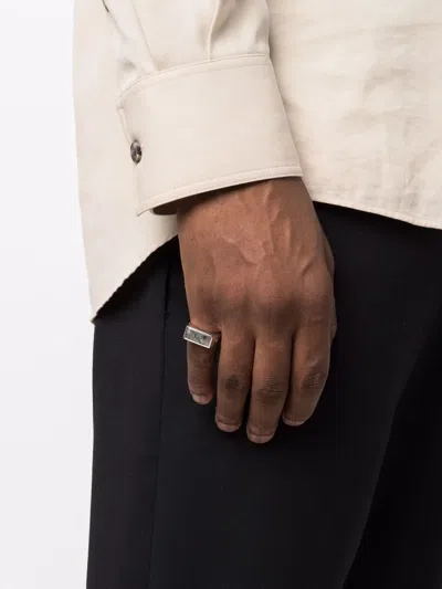 Tom Wood Silver & Black Larvikite Peaky Ring In Silber