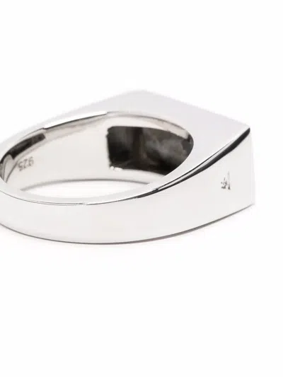 Tom Wood Silver & Black Larvikite Peaky Ring In Silber
