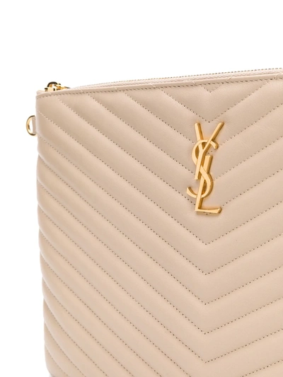 Shop Saint Laurent Monogram Tablet Pouch In Neutrals