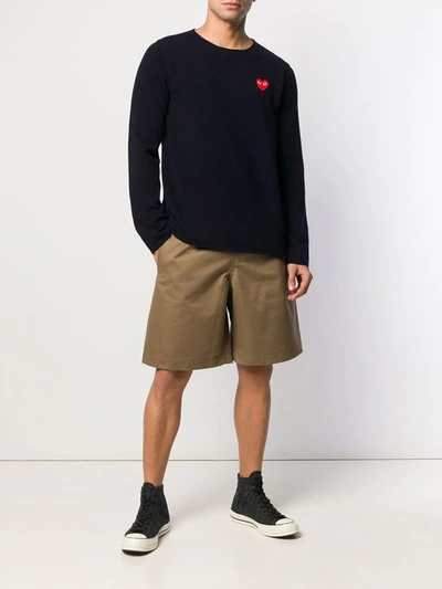 Comme Des Garçons Play Embroidered Logo Jumper In Blue
