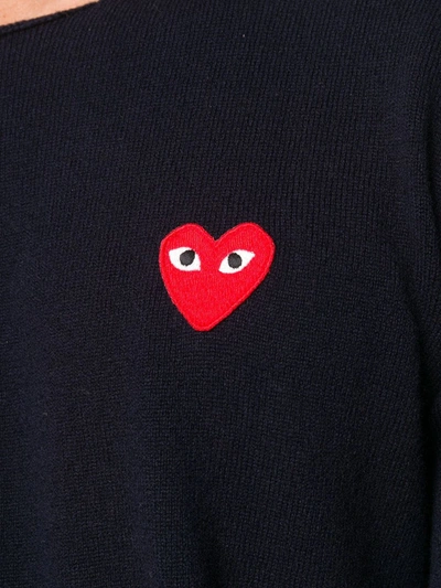 Shop Comme Des Garçons Play Embroidered Logo Jumper In Blue