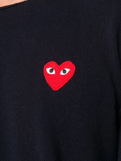 Comme Des Garçons Play Embroidered Logo Jumper In Blue