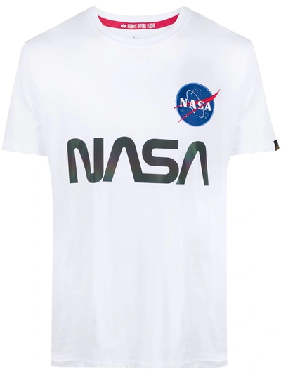 Shop Alpha Industries Logo T-shirt In White
