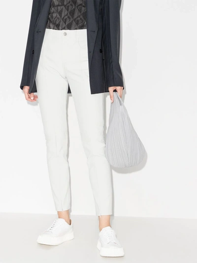 Shop Mm6 Maison Margiela High-rise Slim-fit Trousers In White