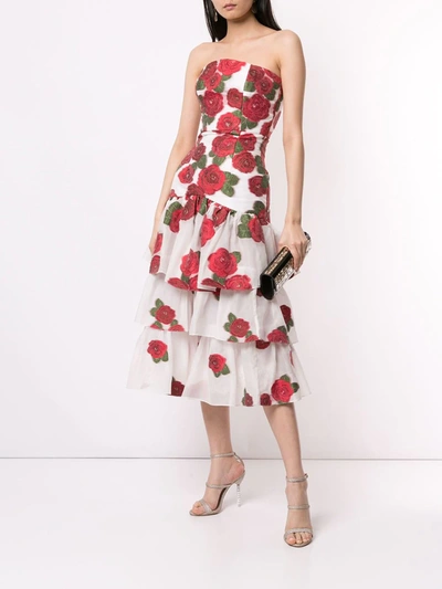 Bambah Roses Ruffle Dress In White