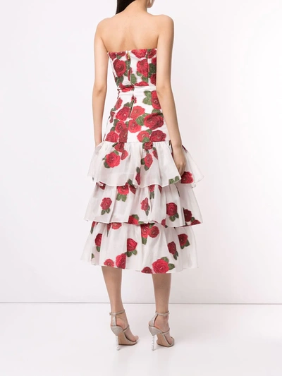 Bambah Roses Ruffle Dress In White