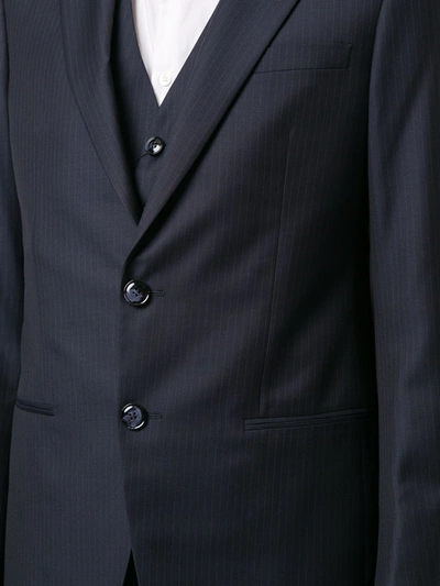 Shop Giorgio Armani Pinstripe Two-piece Suit In Blue
