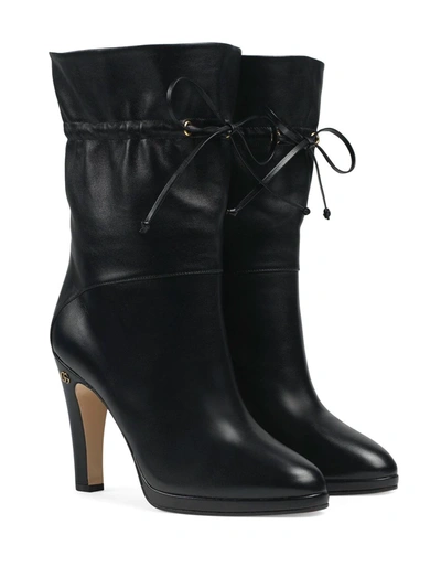 Shop Gucci Drawstring-tie Ankle Boots In Black