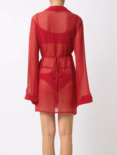 Shop Amir Slama Sheer Panel Dress In Red