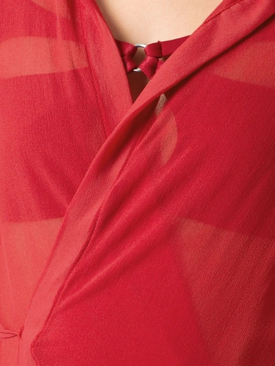 Shop Amir Slama Sheer Panel Dress In Red