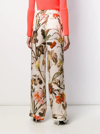 Shop Off-white Floral-print Pyjama Style Trousers In Neutrals