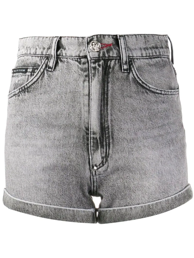 Shop Philipp Plein Hot Pants Denim Shorts In Grey