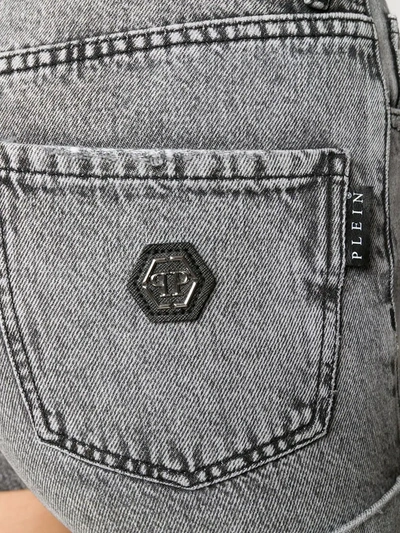 Philipp Plein Hot Pants Denim Shorts In Grey