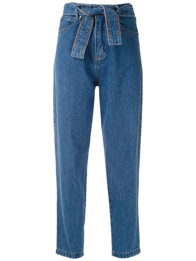 Shop Amapô Clochard Belted Jeans In Blue