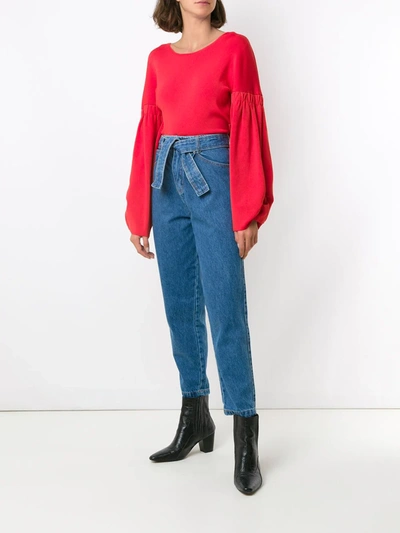 Shop Amapô Clochard Belted Jeans In Blue