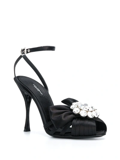 Shop Dolce & Gabbana Bejeweled Stiletto Sandals In Black